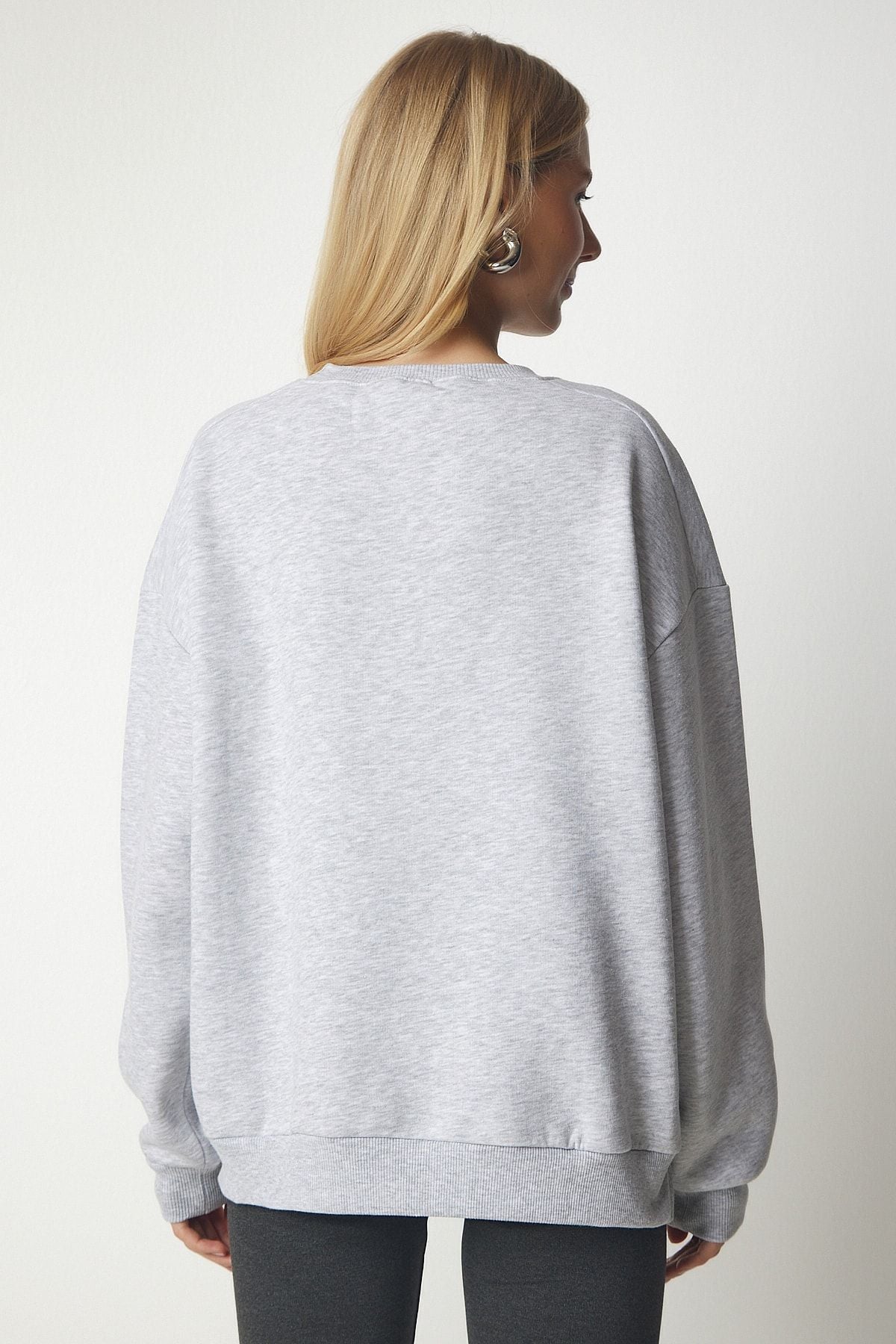 Gri Fermuar Detaylı Şardonlu Örme Sweatshirt UB00148